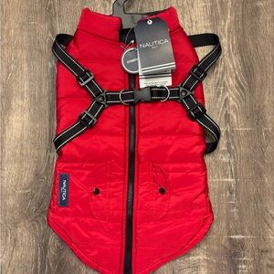 Dog Jacket - Nautica Red Pet Puffer Jacket with Black Trim NWT